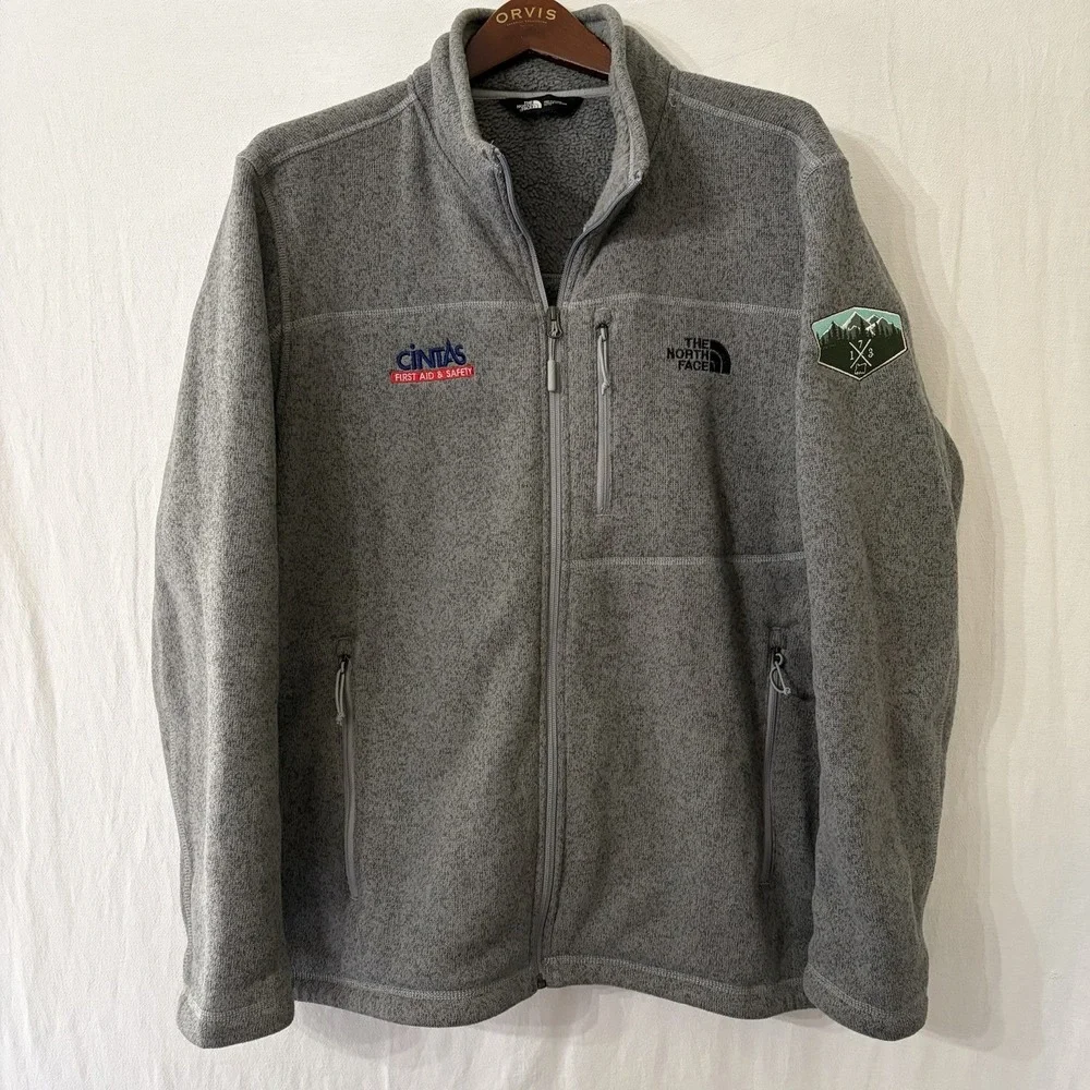 The North Face Heather Gray Full‎ Zip Fleece Lined Sweater Jacket Men's X Large